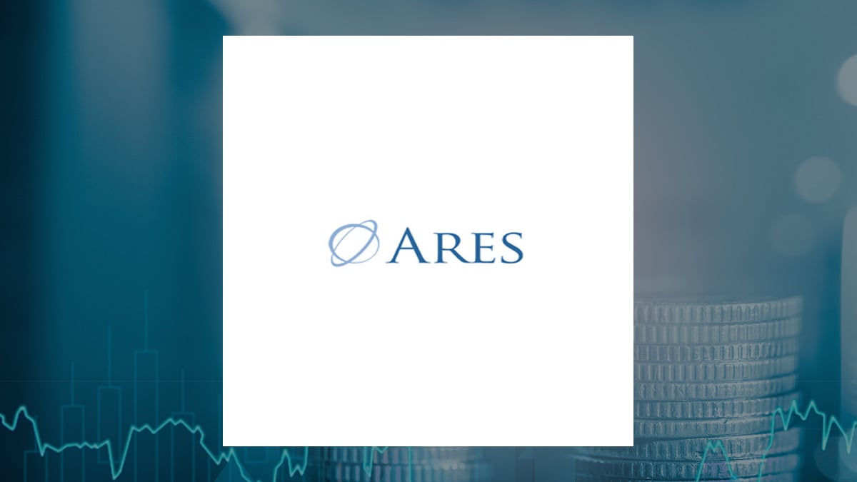 Ares Management logo with Finance background