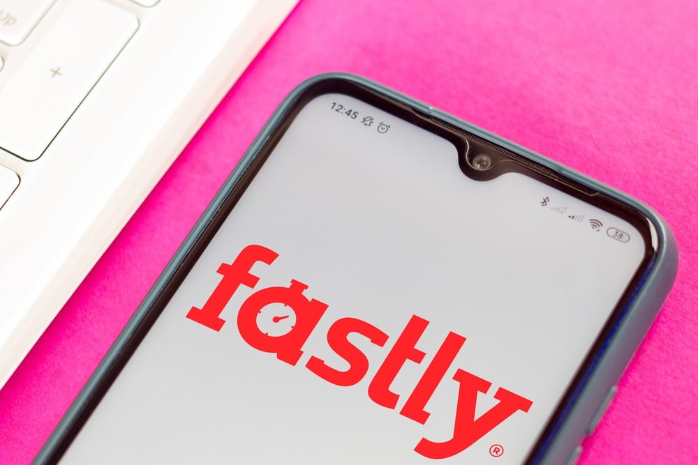 November 4, 2020, Brazil. In this photo illustration the Fastly logo seen displayed on a smartphone