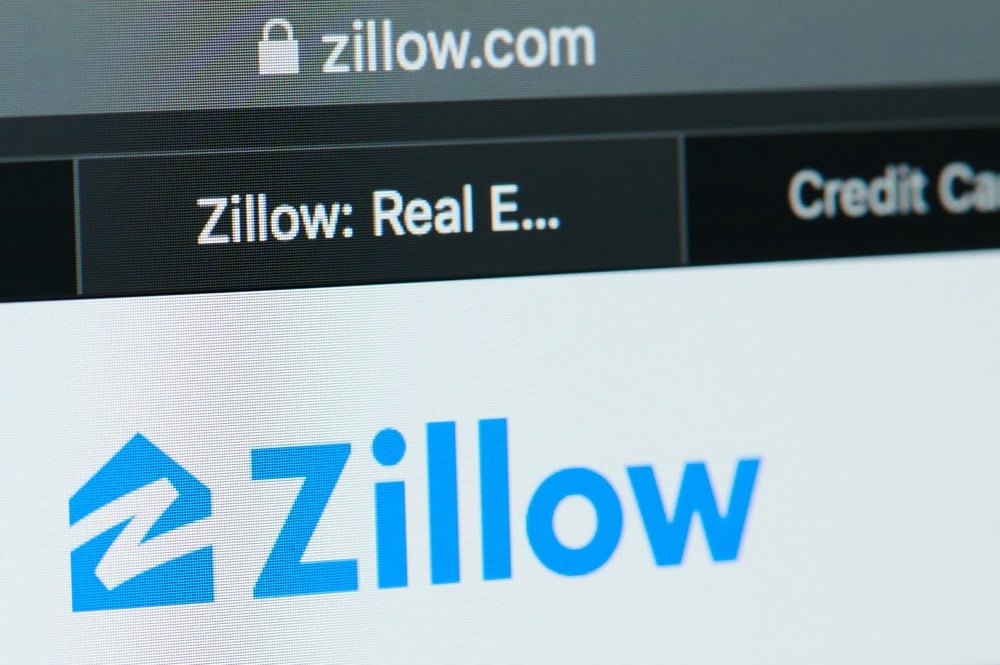 New york, USA - april 22, 2019: Zillow home page on laptop screen close up
