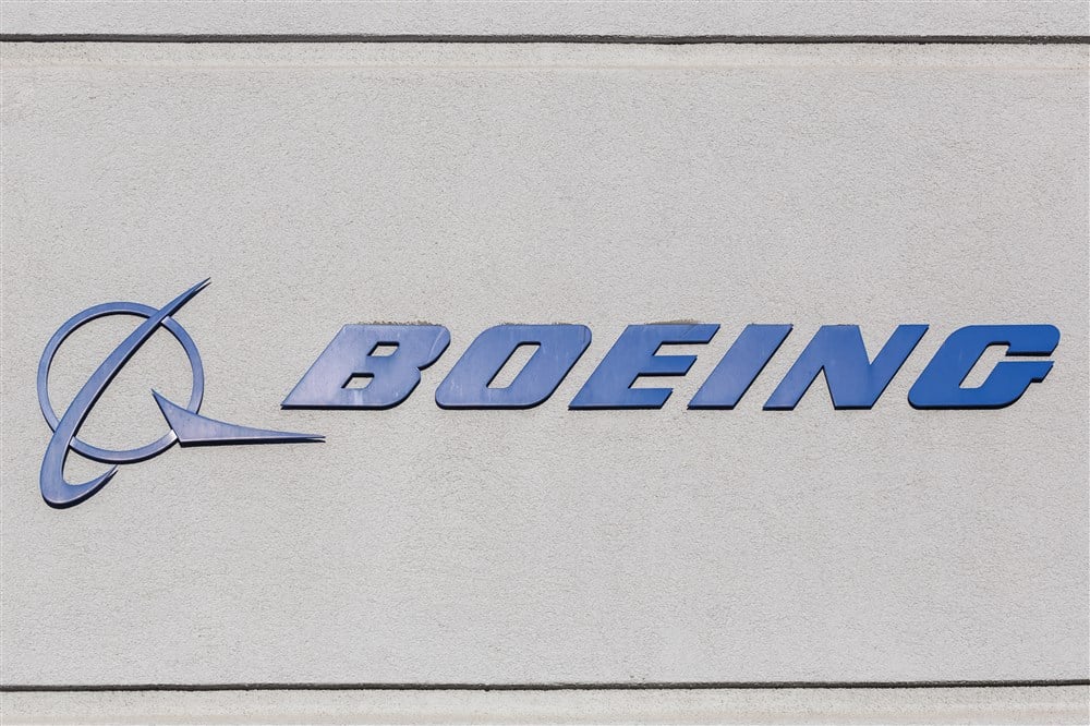 Boeing logo on a building in LAX airport