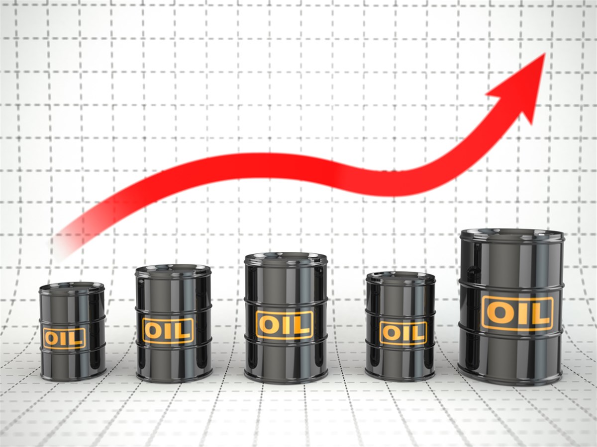 Growth of oil price. Barrels and graph