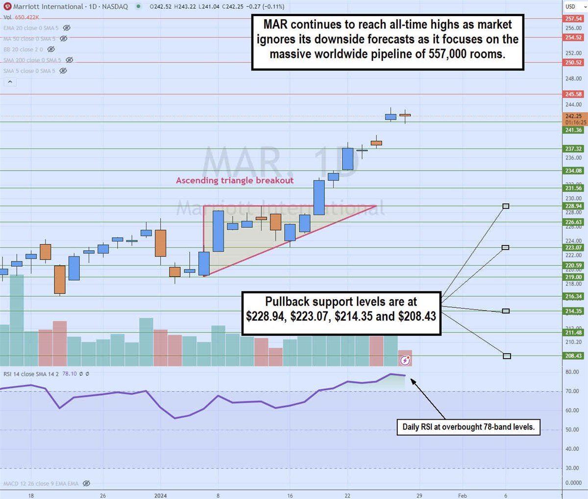 mar stock daily ascending triangle breakdown