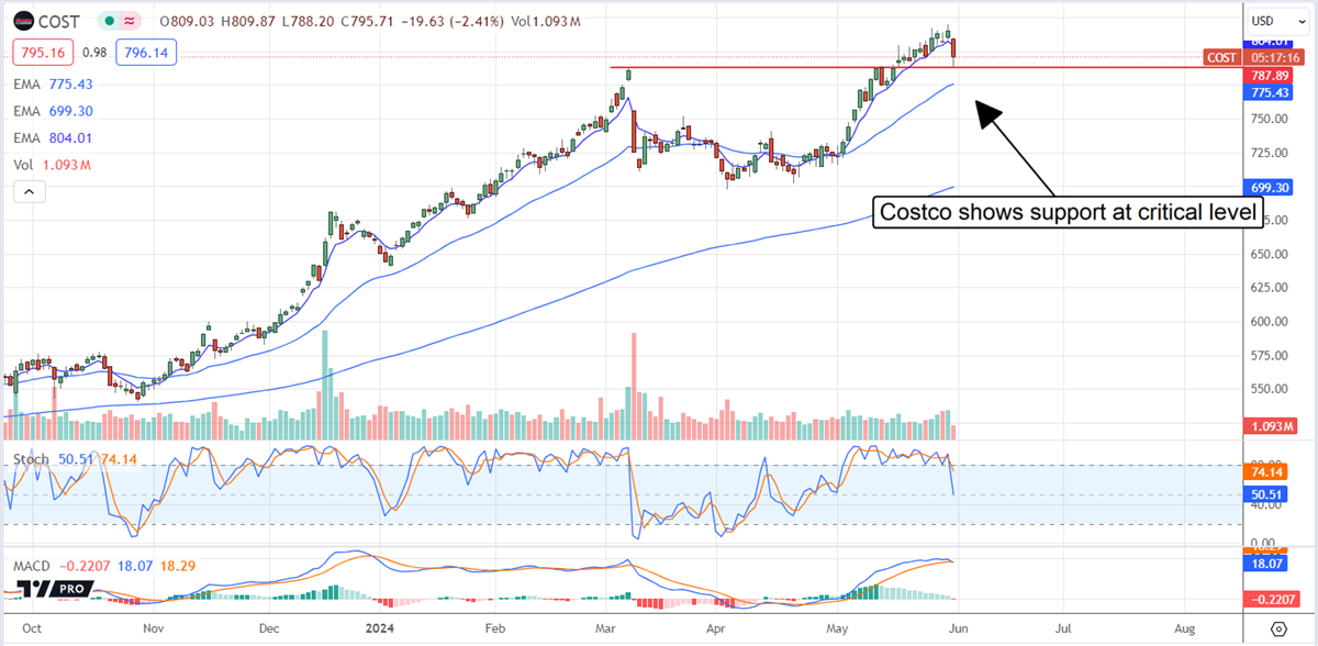 Costco stock chart