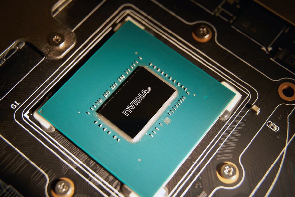 Gaming processor macro photo. Graphic processor unit close up NVIDIA