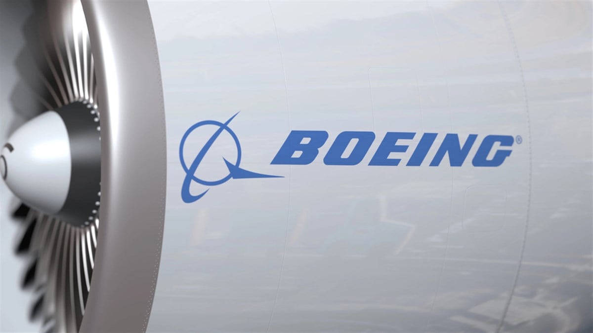Airplane turbine with Boeing logo. Editorial conceptual 3D rendering — Stock Editorial Photography
