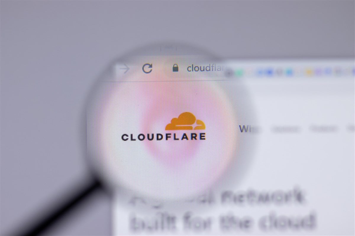 Cloudflare company logo close-up on website page