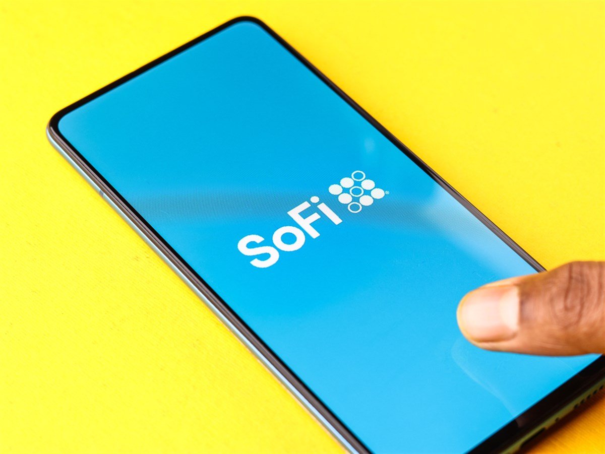 Assam, india - February 19, 2021 : SoFi logo on phone screen stock image. - Stock Editorial Photography