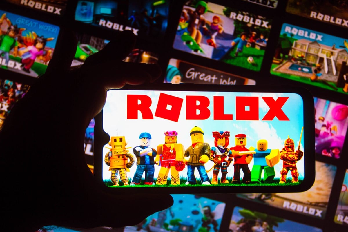 October 7, 2021, Brazil. In this photo illustration the Roblox logo seen displayed on a smartphone