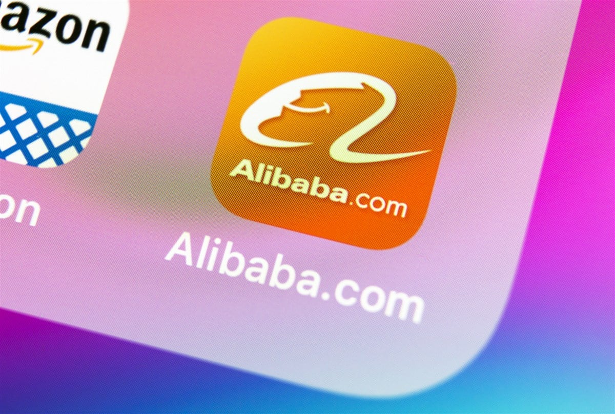 Sankt-Petersburg, November 5, 2018: Alibaba application icon on Apple iPhone X smartphone screen close-up. Alibaba app icon. Alibaba.com is popular e-commerce application. Social media icon