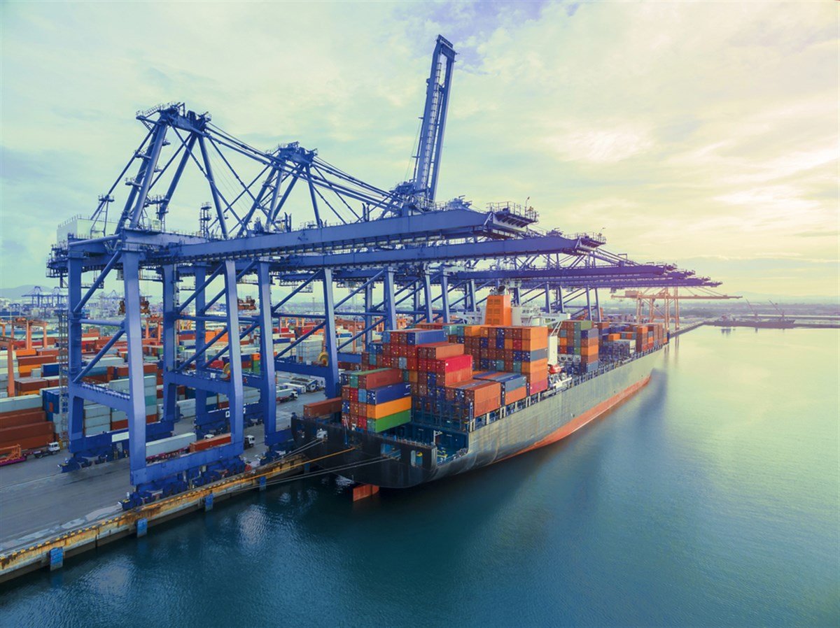 Rotterdam, Netherland - June 16, 2022: Container ship Mary Maersks docked to a container termnal in Maasvlakte 2 port - Stock Editorial Photography