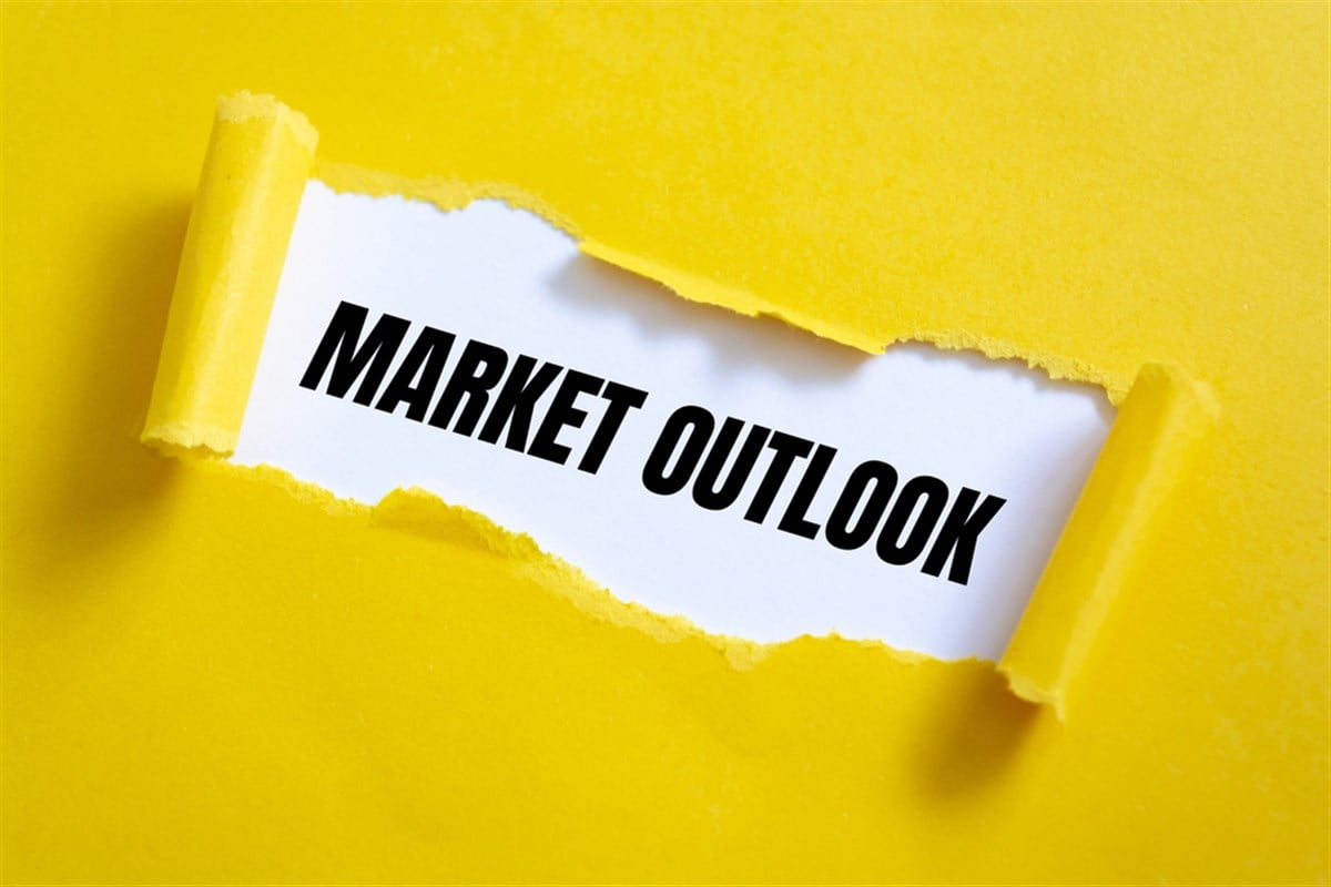 Text sign showing MARKET OUTLOOK - stock image