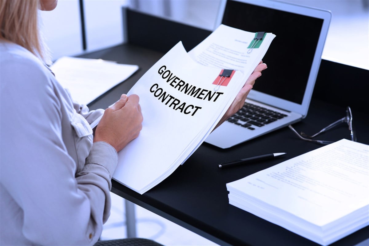 Government contract. Woman reading document at table, closeup — Photo