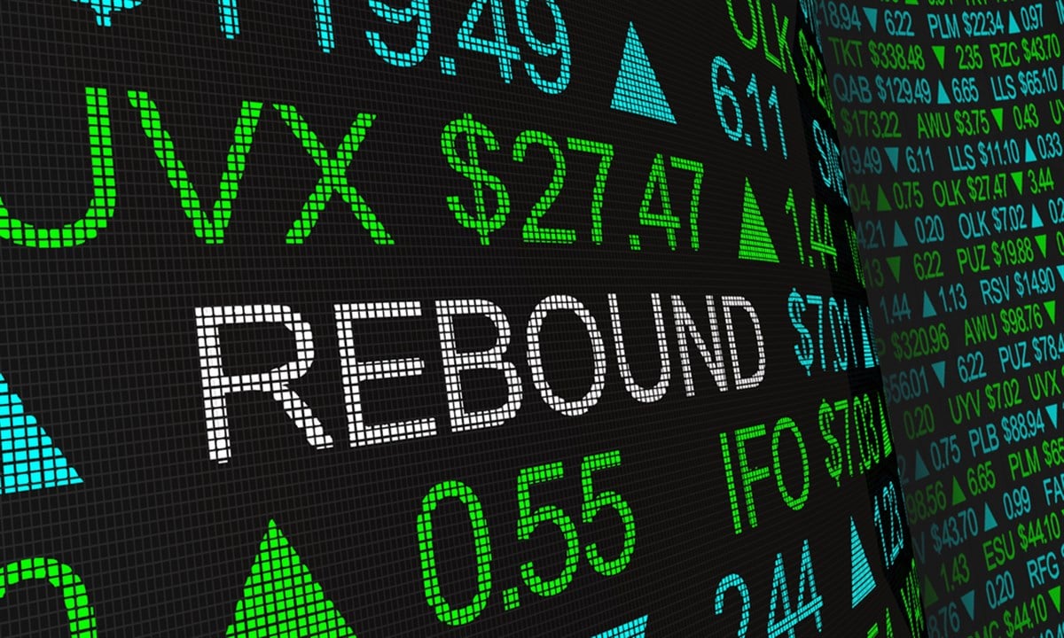 Rebound Stock Market Rally Prices Up Ticker 3d Illustration — Photo