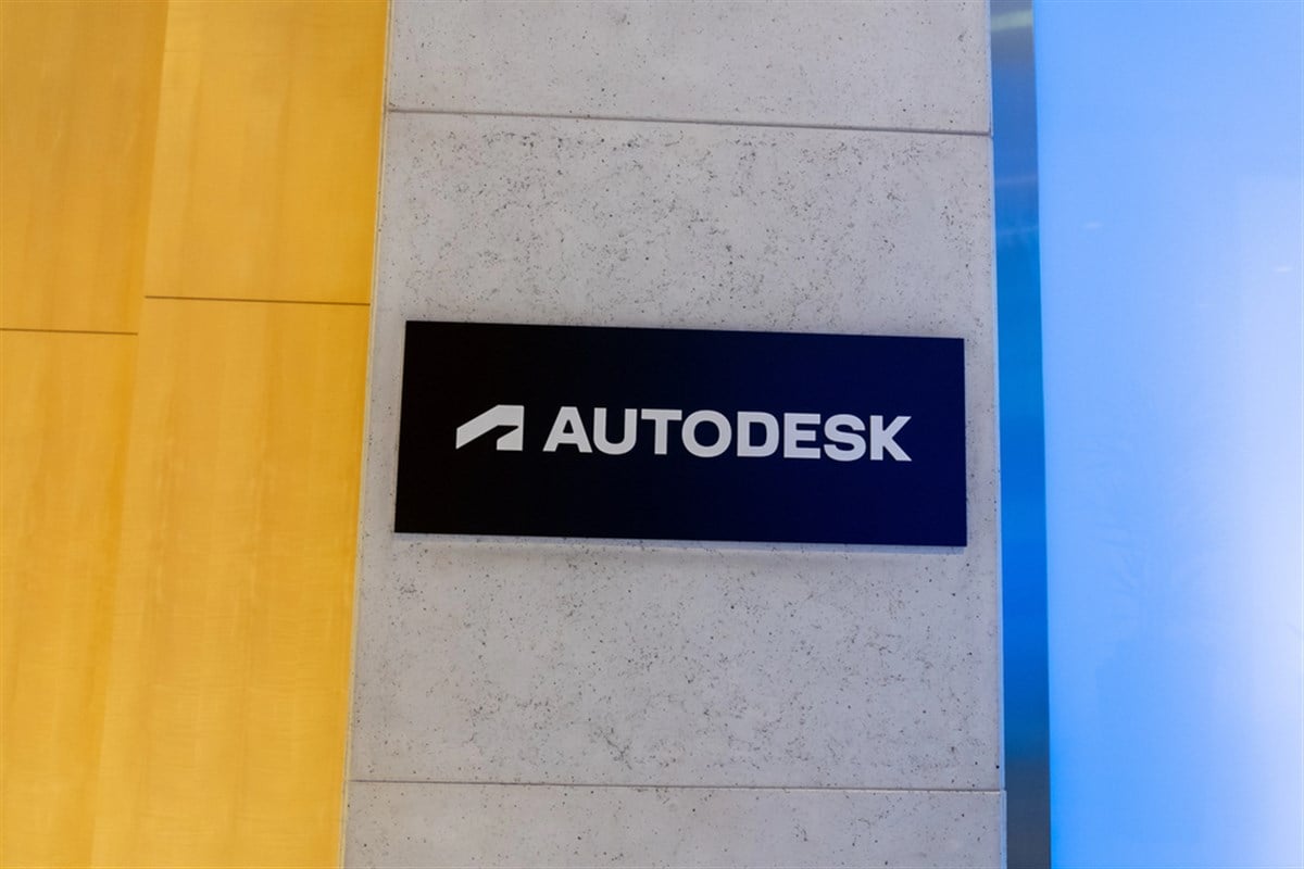 Autodesk sign on the wall at its headquarters in San Francisco, California, USA - June 6, 2023. Autodesk, Inc. is an American multinational software corporation. — Stock Editorial Photography