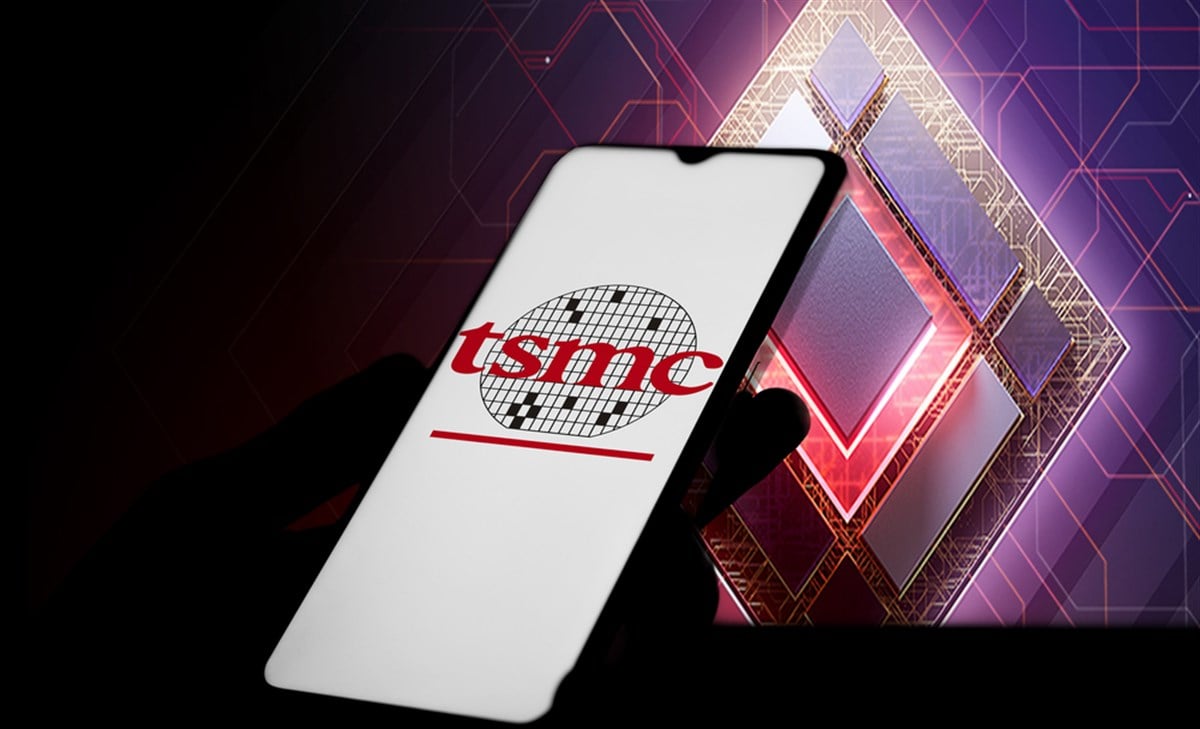 In this photo illustration a Taiwan Semiconductor Manufacturing Company (TSMC) logo seen displayed on a smartphone