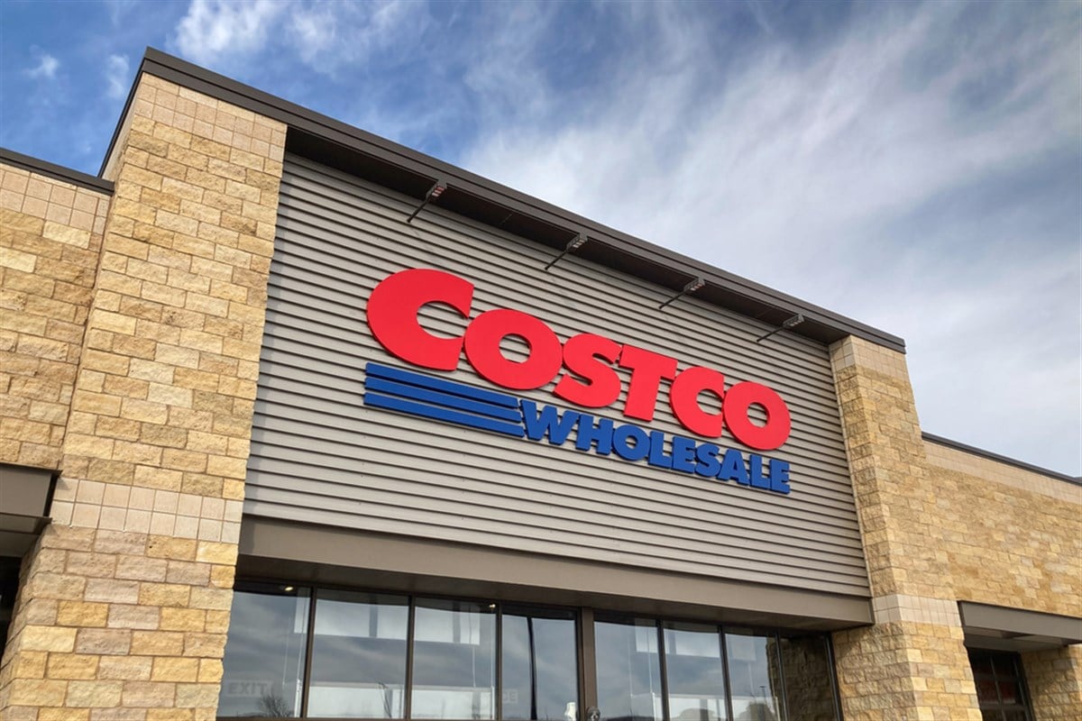 ST. PAUL, MN, USA - FEBRUARY 6, 2023: Costco Wholesale retail exterior and trademark logo.