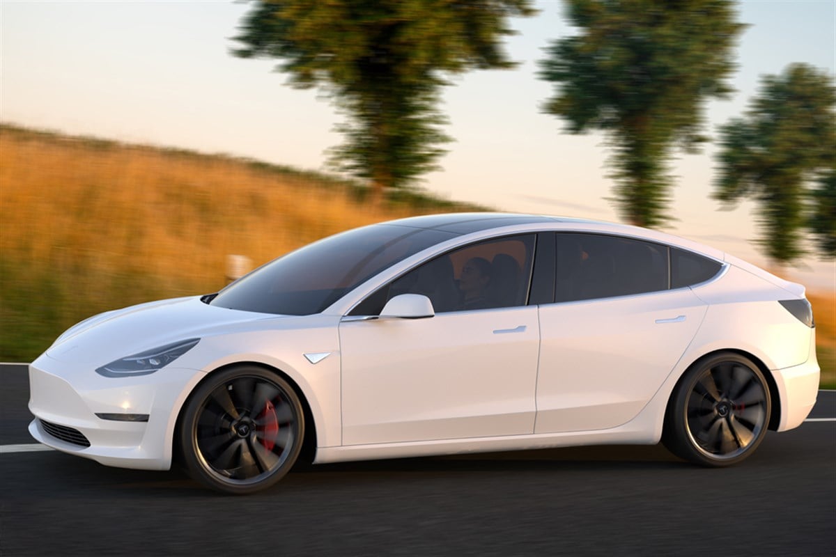 Tesla Model 3 while driving