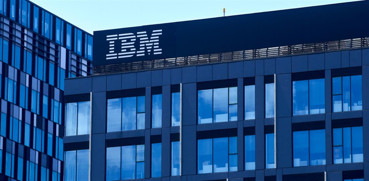 The IBM logo is seen on the top of the IBM Romania headquarter building