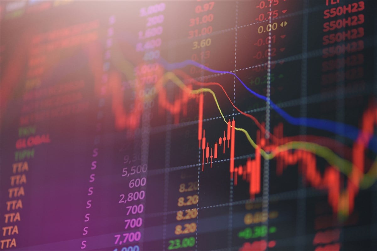 Stock market graph chart - stock exchange trading analysis investment financial display stock crisis crash down and grow up trand profits financial or forex graph stock market digital graph business