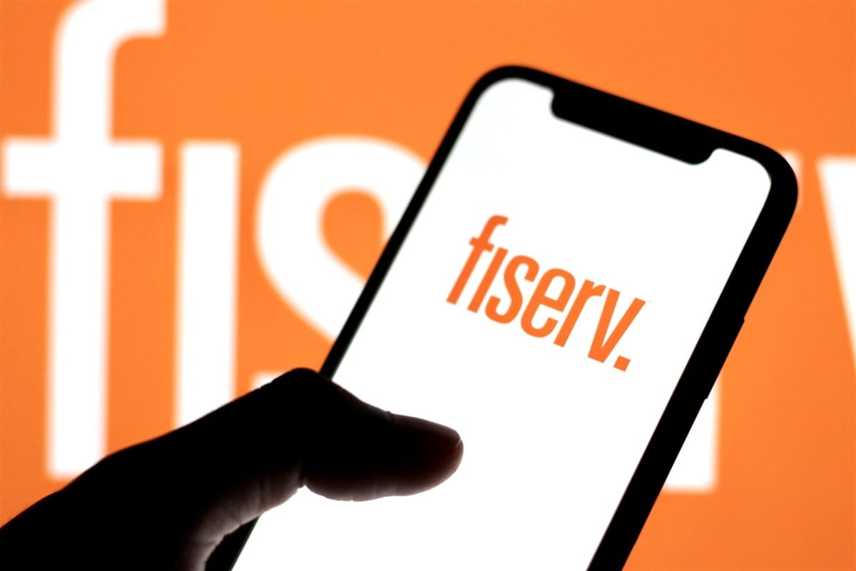 Fiserv logo on smartphone