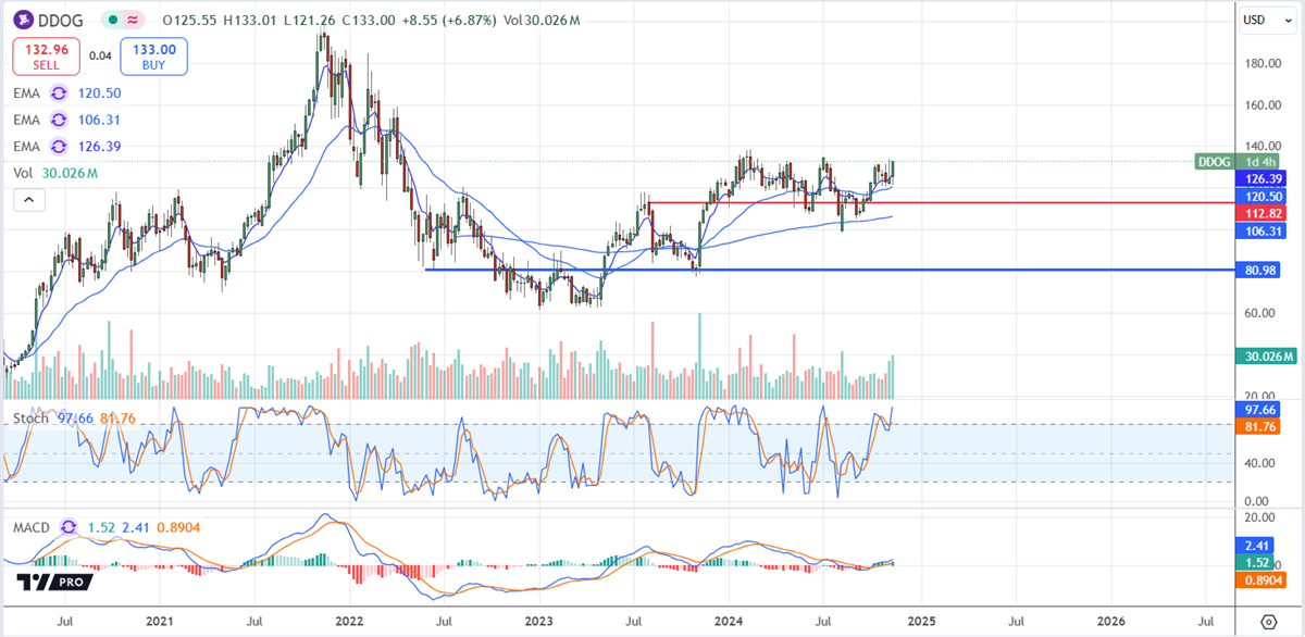 Data dog stock chart