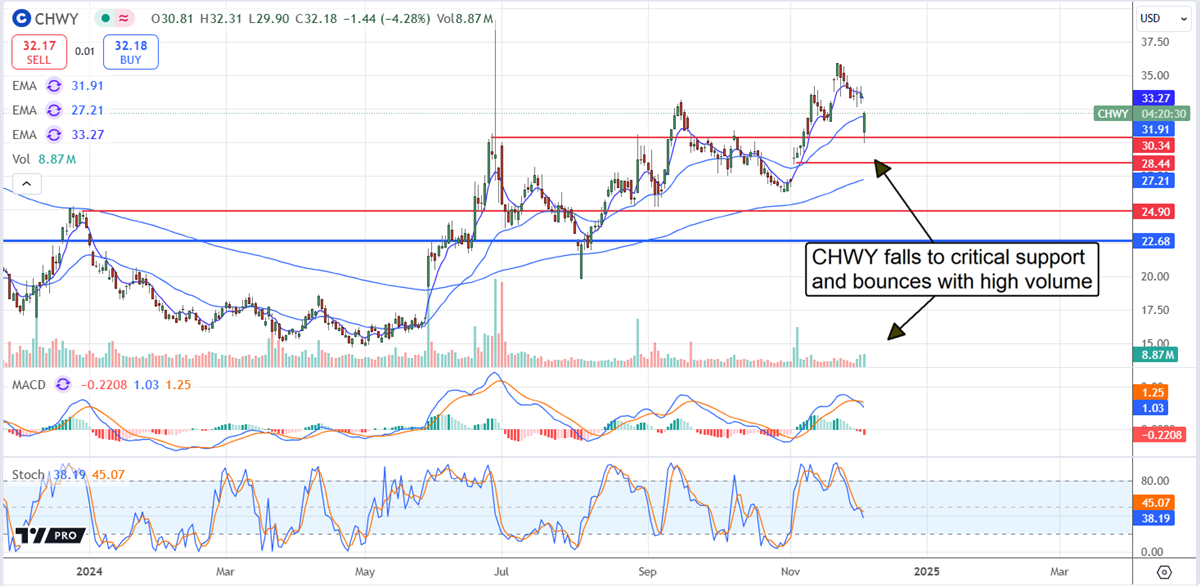 Chewy CHWY stock chart