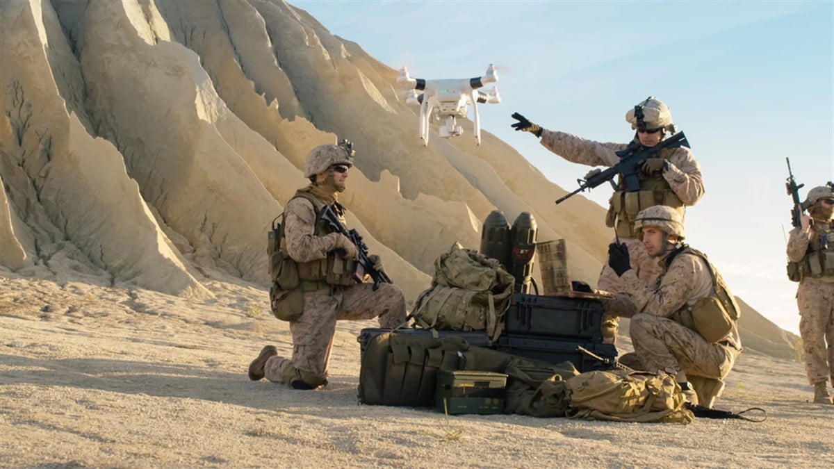 Photo of military drone operation.