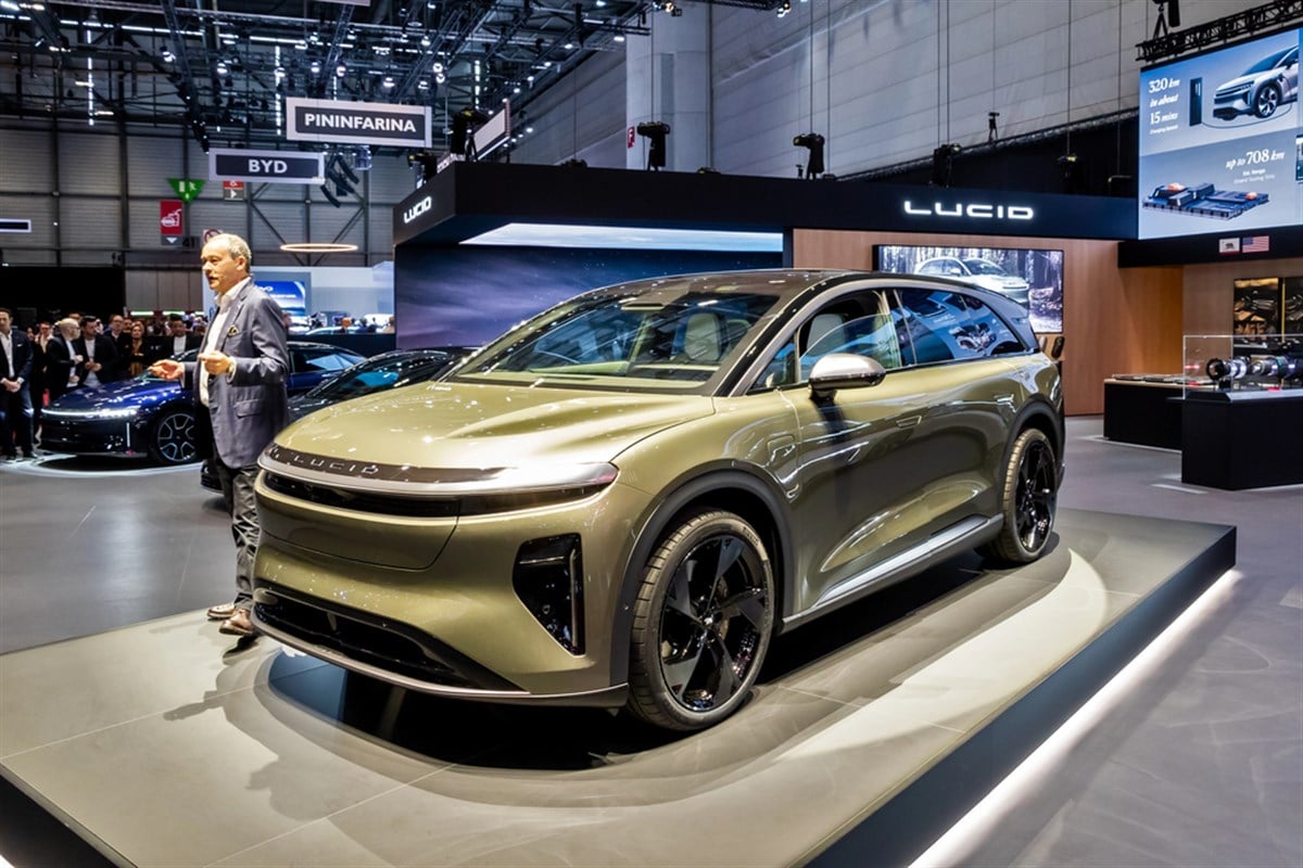 Lucid Gravity electric SUV at the Geneva International Motor Show. Geneva, Switzerland - Feb 26, 202 — Stock Editorial Photography