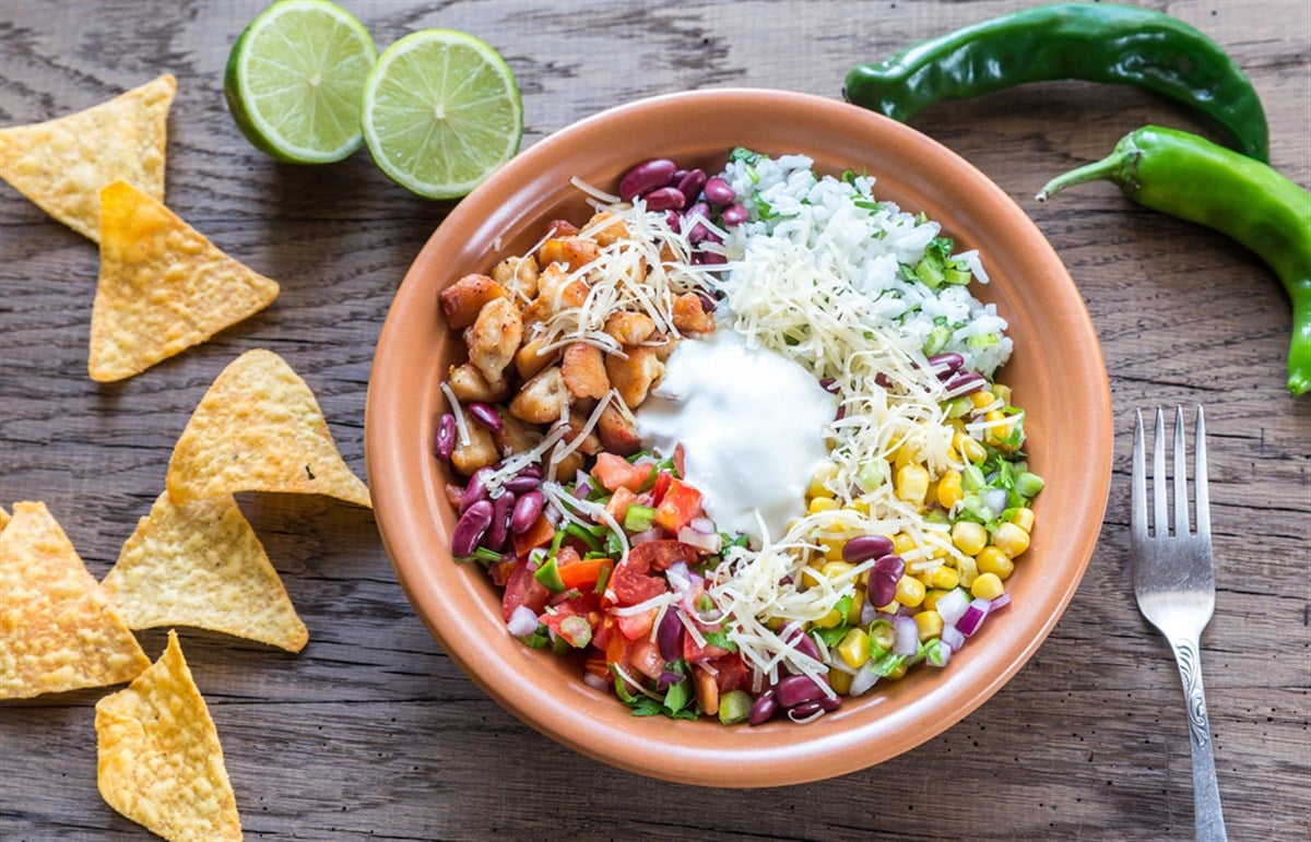 Chicken burrito bowl - stock image - alex9500