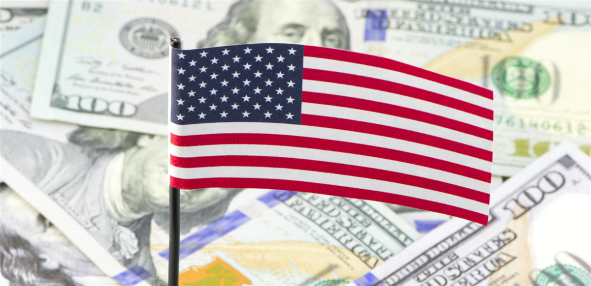 Flag of United States dollars background — Photo