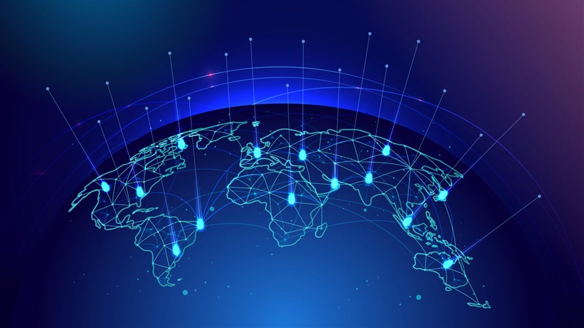 Global network connection. World map point and line composition concept of global business. Vector Illustration