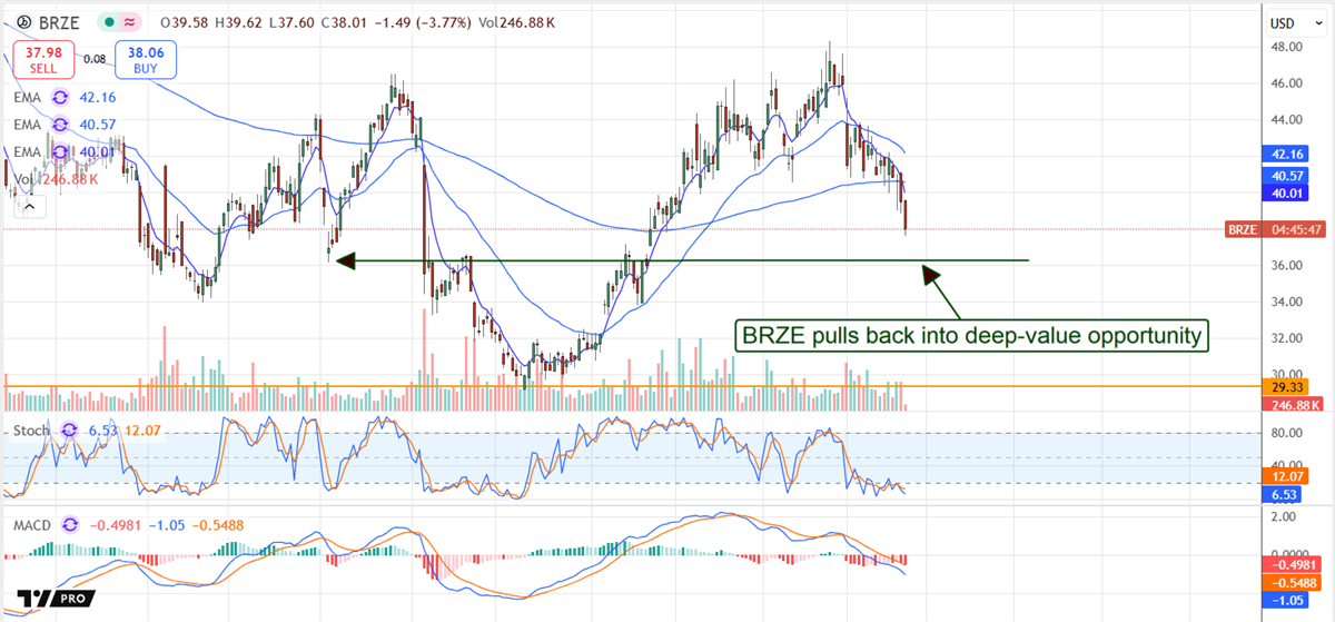 BRZE stock chart 