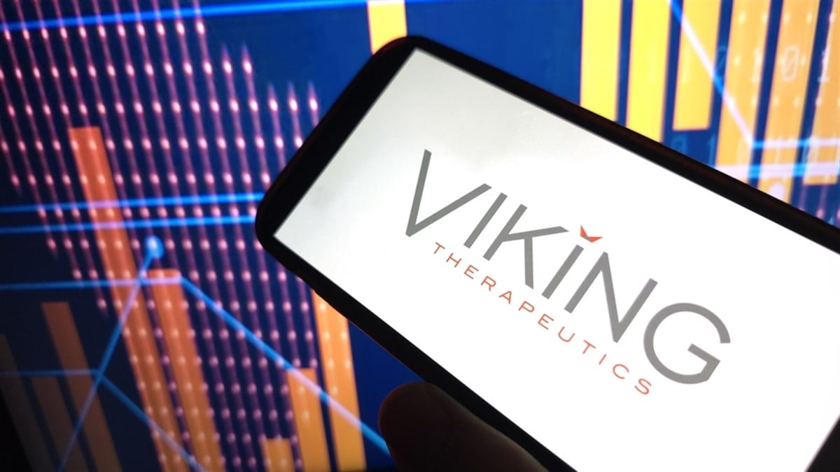 Viking Therapeutics company logo displayed on mobile phone