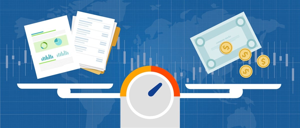 price to book PB ratio ratio compare stock price valuation with company real assets book value or equity vector