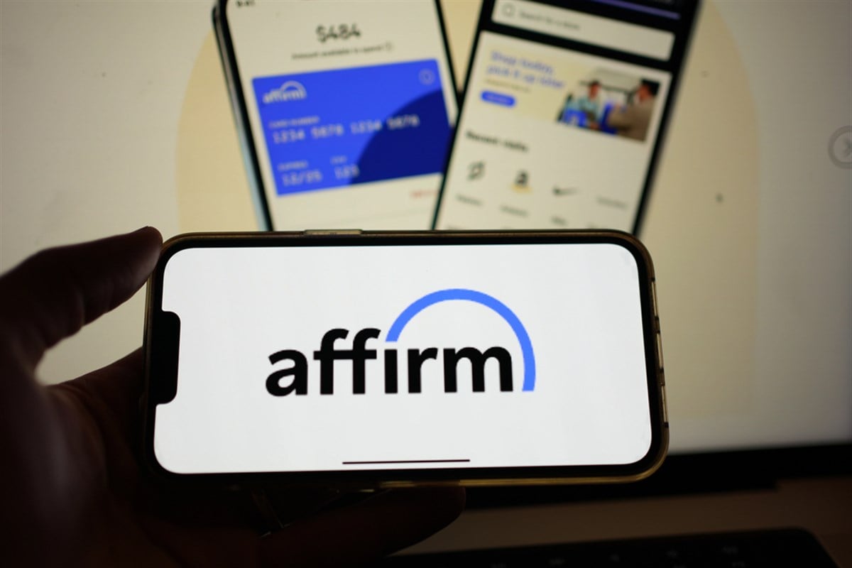 Roosendaal, The Netherlands - February 2, 2025: A mobile phone screen displaying the logo of Affirm, a pay-over-time fintech organization, with the company website in the background. — Stock Editorial Photography