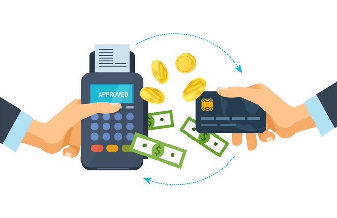 payment processing graphic with coins