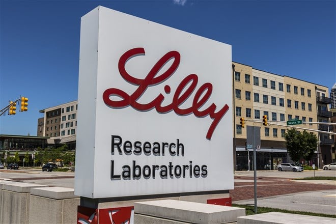 Eli Lilly logo on corporate signage