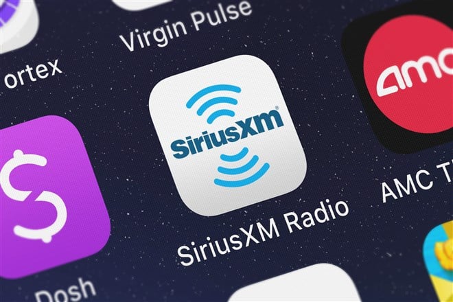 SIRIUS XM logo on an iPhone.