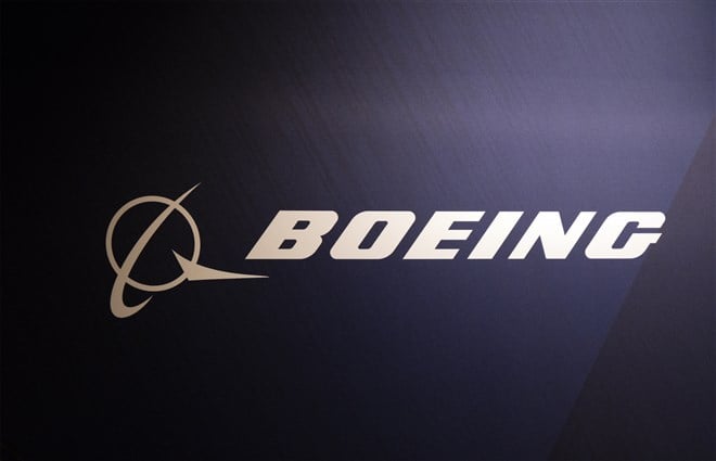 boeing logo on black background