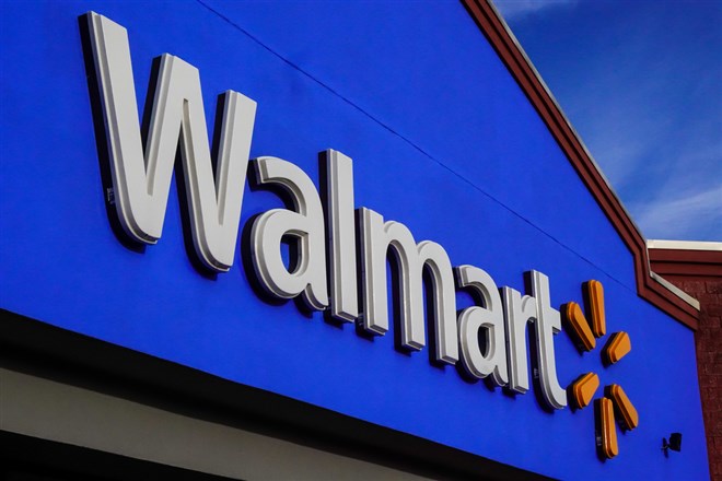 Prince Frederick, Maryland USA  The entrance and sign to A Walmart superstore.