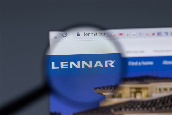 New York, USA - 17 February 2021: Lennar Corp logo close up on website page, Illustrative Editorial