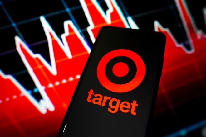 In this photo illustration, the Target Corporation logo seen displayed on a smartphone