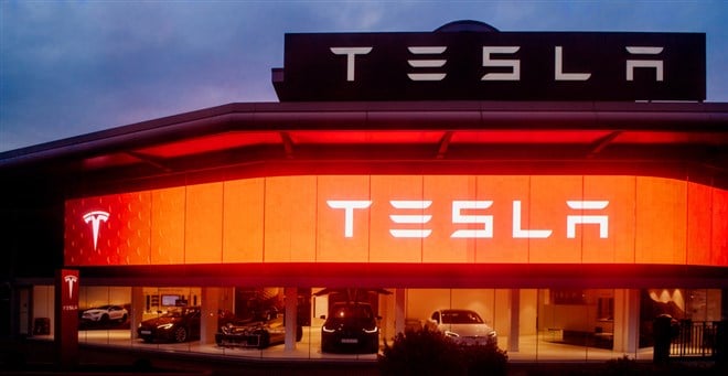 Tesla logo on building