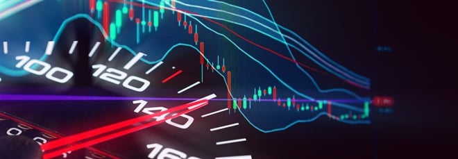Speedometer analyzing financial statistics 