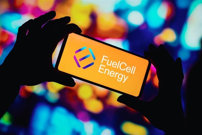 FuelCell Energy logo is displayed on a smartphone screen