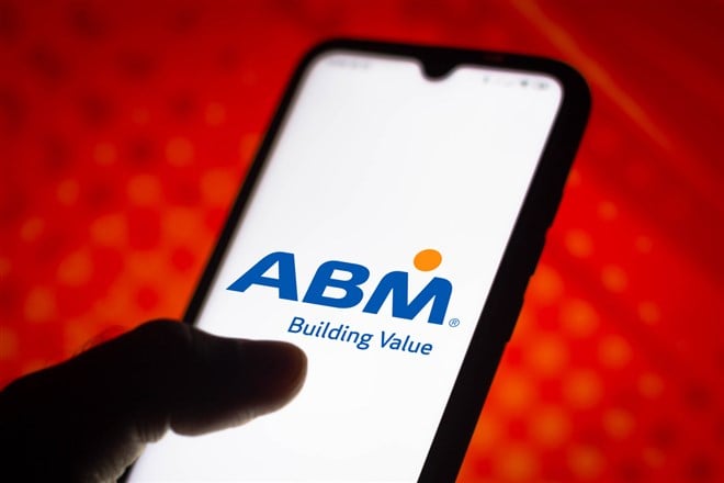 ABM Industries logo seen displayed on a smartphone