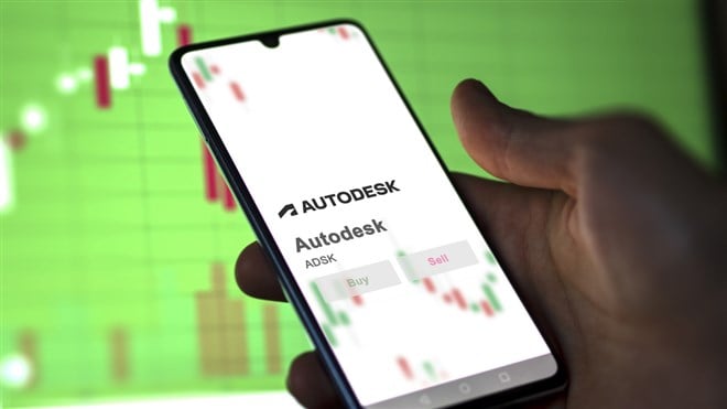 Autodesk stock on smartphone screen