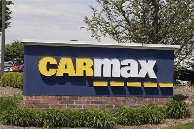 CarMax logo sign at Auto Dealership