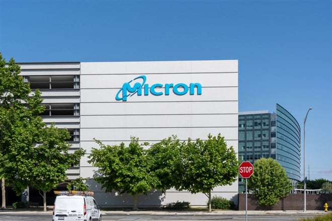 micron logo sign on building