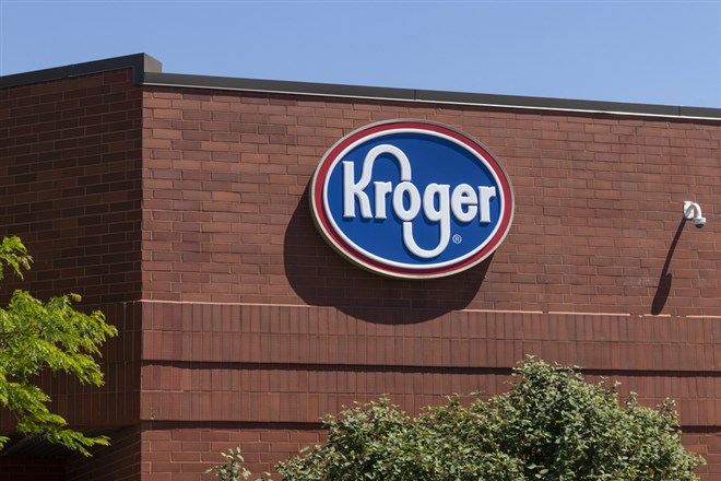 Kroger logo sign on Supermarket